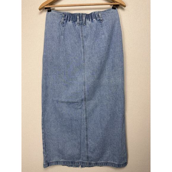 Vintage 1980's Denim Maxi Skirt Sz 8 Bill Blass Full Button Closure Boho Cowgirl - Picture 5 of 10
